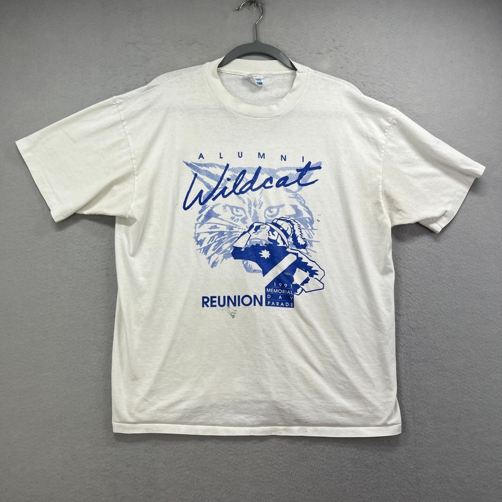 Vintage White Wildcat Alumni Reunion Parade 1991 T-Shirt Mens XL Single Stitch